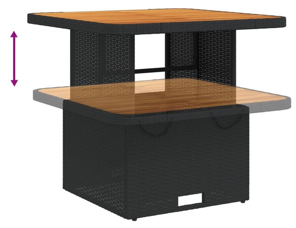 5 részes fekete polyrattan kerti étkezőgarnitúra párnákkal