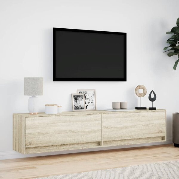 Sonoma tölgy színű falra TV-szekrény LED-del 180 x 31 x 38 cm