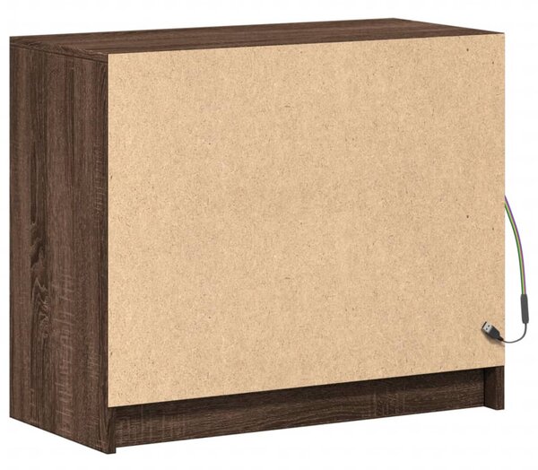 Barna tölgy színű szerelt fa tálalószekrény LED-del 72x34x61 cm