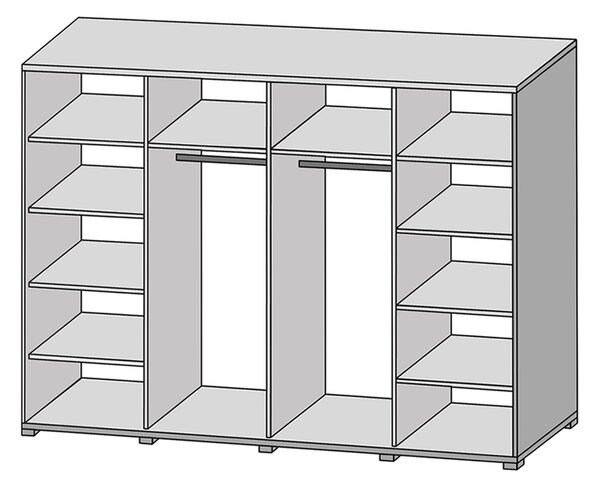 KONDELA Hálószoba szett (szekrény+ágy+2x éjjeliszekrény), artisan tölgy/fekete norvég fenyő, BAFRA