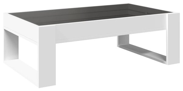 Fehér végtelen hatású LED-es dohányzóasztal 90 x 53 x 30 cm