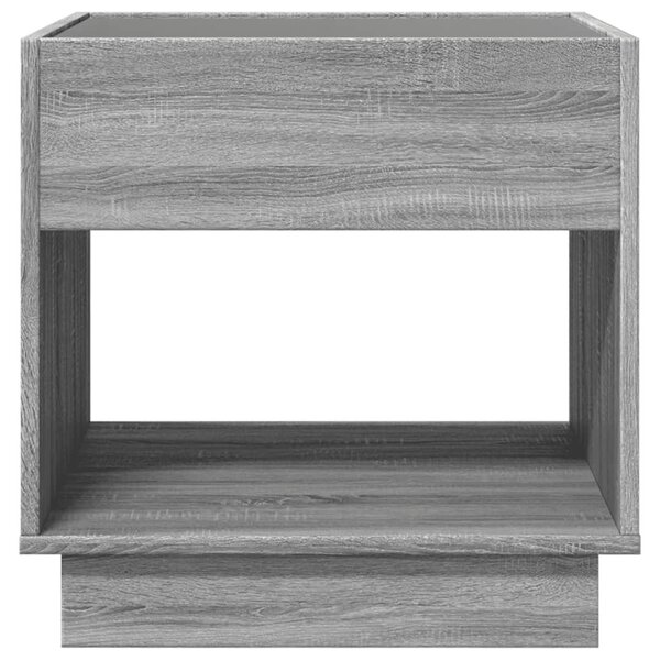 Szürke sonoma végtelen hatású LED-es dohányzóasztal 50x50x50 cm