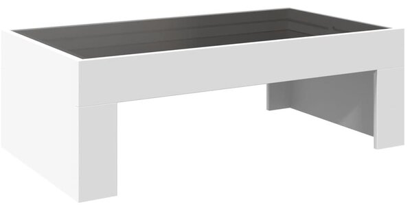Fehér végtelen hatású LED-es dohányzóasztal 90 x 50 x 30 cm