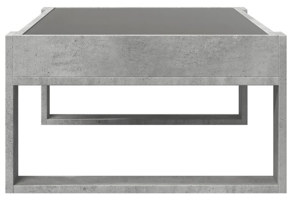 Betonszürke végtelen hatású LED-es dohányzóasztal 90x53x30 cm