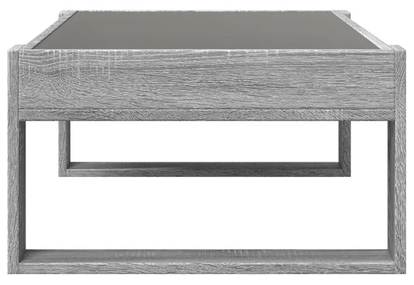 Szürke sonoma végtelen hatású LED-es dohányzóasztal 90x53x30 cm