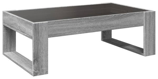 Szürke sonoma végtelen hatású LED-es dohányzóasztal 90x53x30 cm