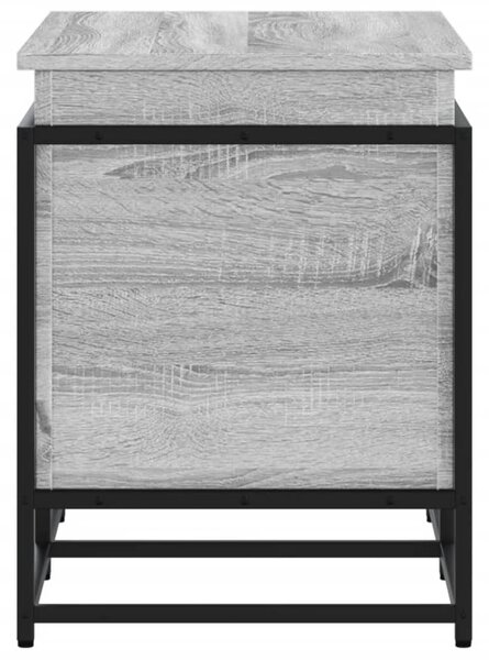 Szürke sonoma szerelt fa tárolóláda fedéllel 80x40x51,5 cm