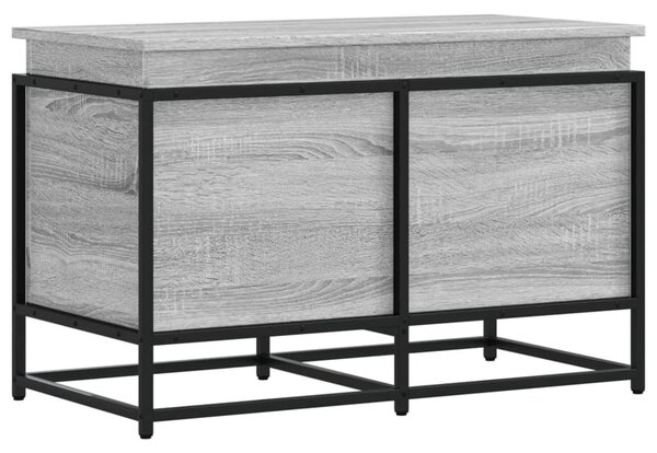 Szürke sonoma szerelt fa tárolóláda fedéllel 80x40x51,5 cm