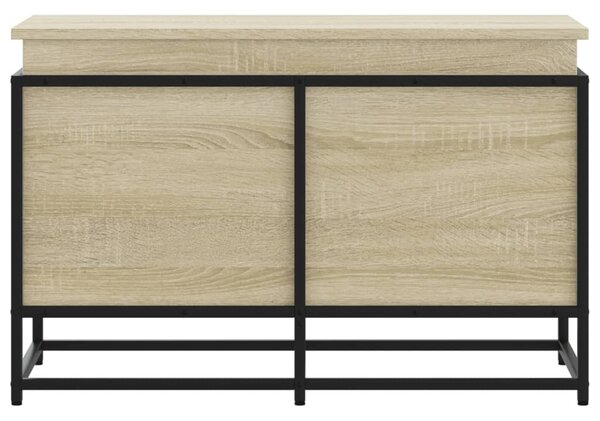 Sonoma tölgy színű szerelt fa tárolóláda fedéllel 80x40x51,5 cm