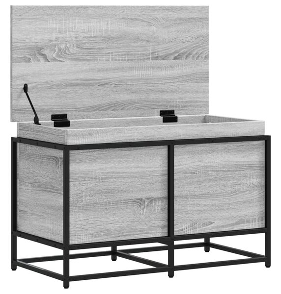 Szürke sonoma szerelt fa tárolóláda fedéllel 80x40x51,5 cm