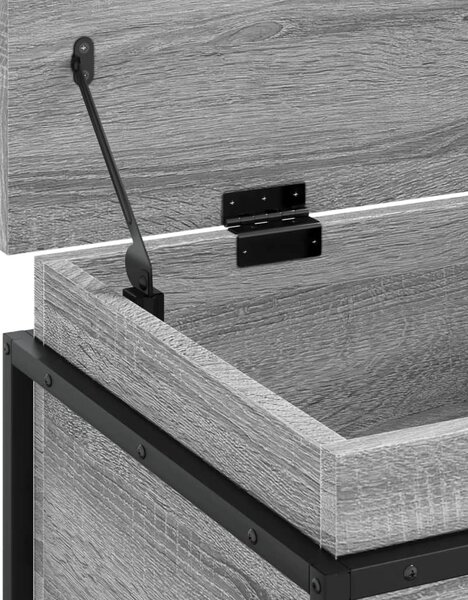 Szürke sonoma szerelt fa tárolóláda fedéllel 80x40x51,5 cm