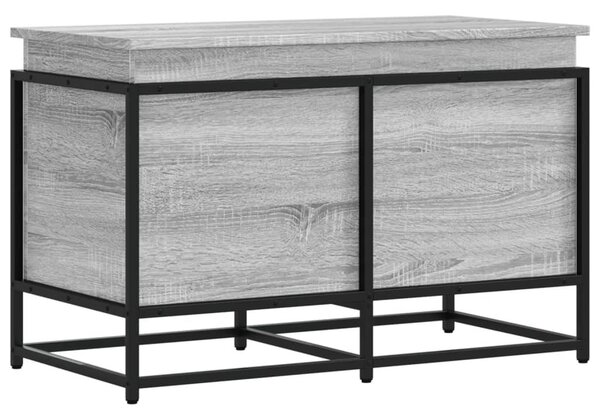 Szürke sonoma szerelt fa tárolóláda fedéllel 80x40x51,5 cm