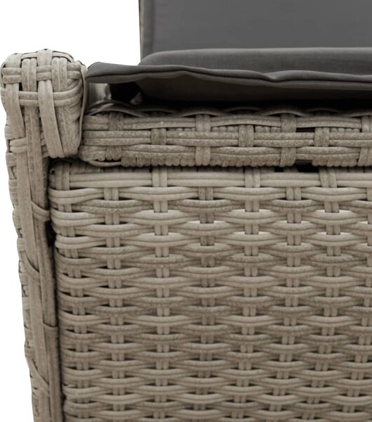 Világosszürke polyrattan dupla napozóágy párnával