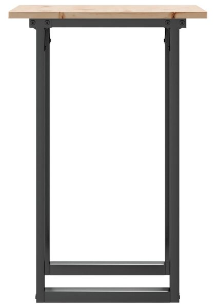 Tömör fenyőfa és acél étkezőasztal O-vázzal 50x50x75 cm