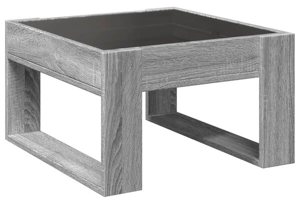 Szürke sonoma végtelen hatású LED-es dohányzóasztal 50x53x30 cm