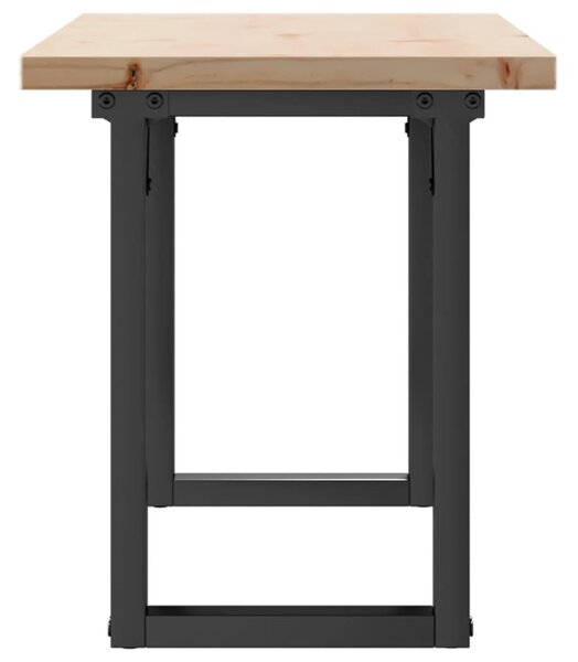 Tömör fenyőfa és acél O-vázú dohányzóasztal 110x40x45,5 cm