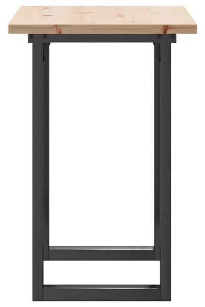 Tömör fenyőfa és acél étkezőasztal O-vázzal 80x50x75,5 cm