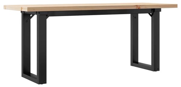 Tömör fenyőfa és acél O-vázú dohányzóasztal 110x40x45,5 cm