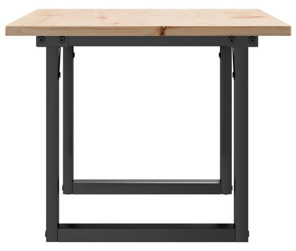 Tömör fenyőfa és acél dohányzóasztal O-vázzal 80x50x40 cm