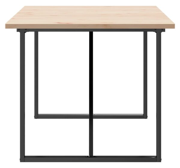 Tömör fenyőfa és acél étkezőasztal O-vázzal 180x90x75,5 cm