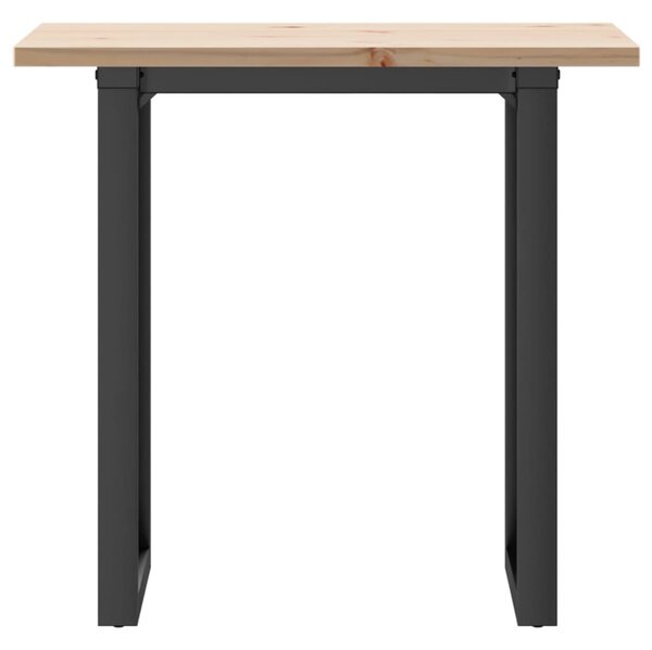 Tömör fenyőfa és acél étkezőasztal O-vázzal 80x50x75,5 cm