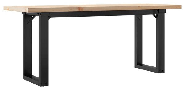 Tömör fenyőfa és acél O-vázú dohányzóasztal 110x40x45,5 cm