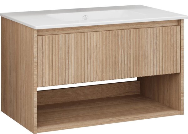 TMP SLIM STRIPE 60 fali függesztett fürdőszobabútor - SKY E-8099-60 porcelán mosdóval - 61 x 46 cm
