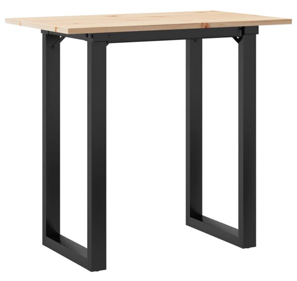 Tömör fenyőfa és acél étkezőasztal O-vázzal 80x50x75,5 cm
