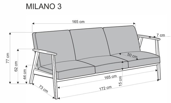 Milano 3s ülőgarnitúra (Szín: világos bézs/sötét dió)
