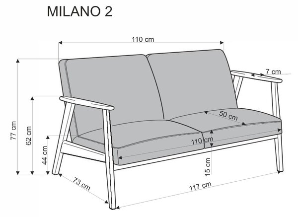 Milano 2s ülőgarnitúra (Szín: világos bézs/sötét dió)