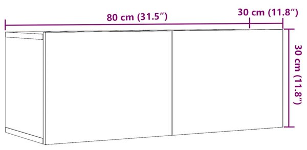 2 db antik fa színű falra szerelhető TV-szekrény 80 x 30 x 30cm
