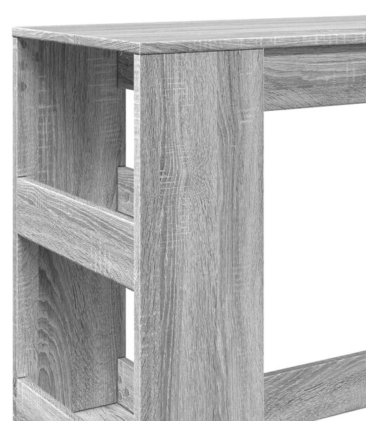 Szürke sonoma szerelt fa bárasztal tárolókkal 90x40x103,5 cm