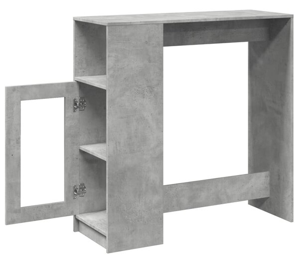 Betonszürke szerelt fa tárolórekeszes bárasztal 101x40x103,5 cm