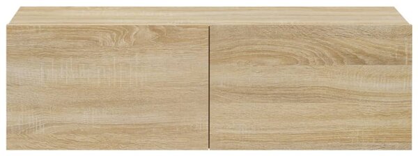 2 db sonoma tölgy szerelt fa fali TV-szekrény 100x30x30 cm
