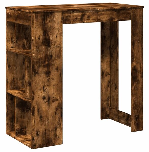 Füstös tölgy szerelt fa bárasztal tárolókkal 102x50x103,5 cm