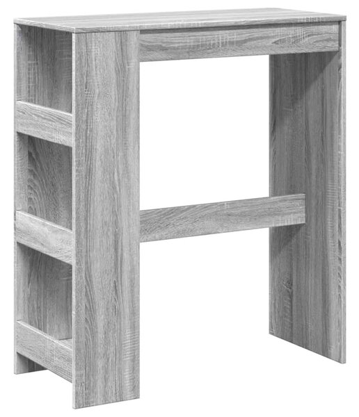 Szürke sonoma szerelt fa bárasztal tárolókkal 90x40x103,5 cm