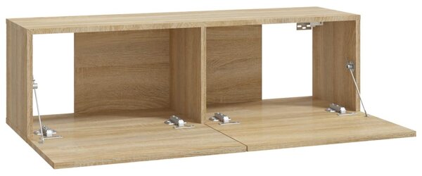 2 db sonoma tölgy szerelt fa fali TV-szekrény 100x30x30 cm