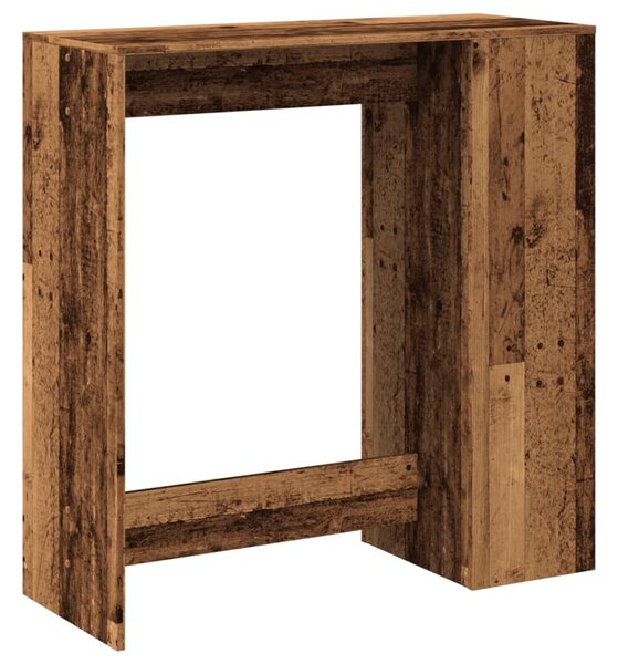 Antik fa színű szerelt fa bárasztal tárolókkal 101x40x103,5 cm