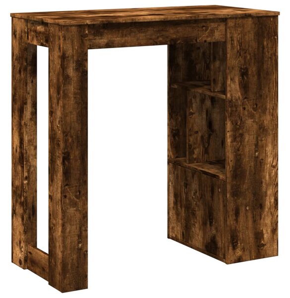 Füstös tölgy szerelt fa bárasztal tárolókkal 102x50x103,5 cm