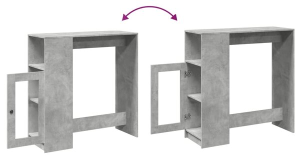 Betonszürke szerelt fa tárolórekeszes bárasztal 101x40x103,5 cm