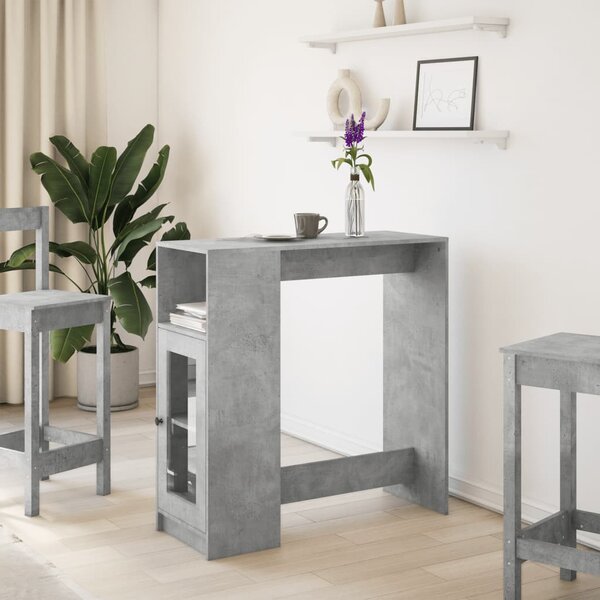 Betonszürke szerelt fa tárolórekeszes bárasztal 101x40x103,5 cm