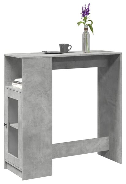 Betonszürke szerelt fa tárolórekeszes bárasztal 101x40x103,5 cm