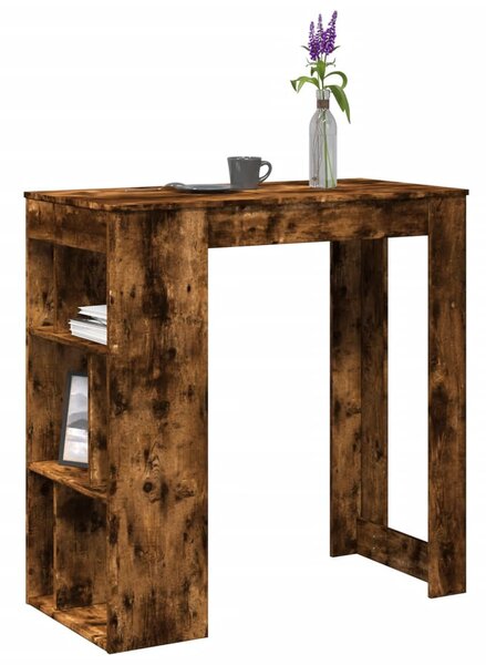 Füstös tölgy szerelt fa bárasztal tárolókkal 102x50x103,5 cm