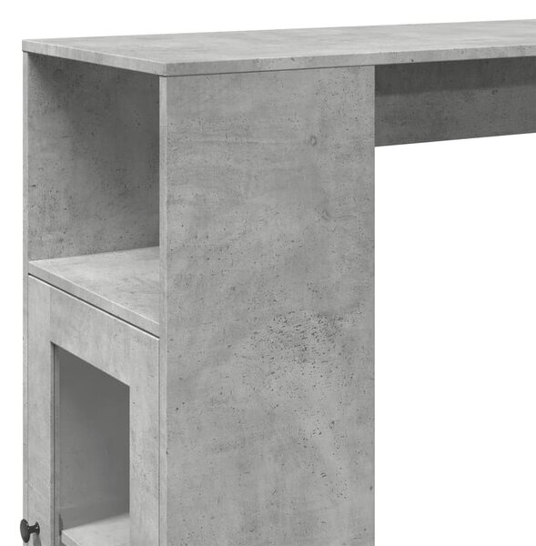 Betonszürke szerelt fa tárolórekeszes bárasztal 101x40x103,5 cm