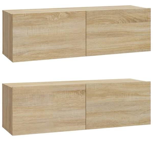 2 db sonoma tölgy szerelt fa fali TV-szekrény 100x30x30 cm