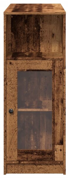 Antik fa színű szerelt fa bárasztal tárolókkal 101x40x103,5 cm