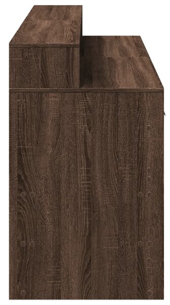 Barna tölgy színű szerelt fa íróasztal LED-ekkel 160x55x91 cm