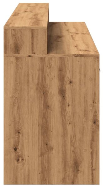 Kézműves tölgy színű szerelt fa LED-es íróasztal 160x55x91 cm