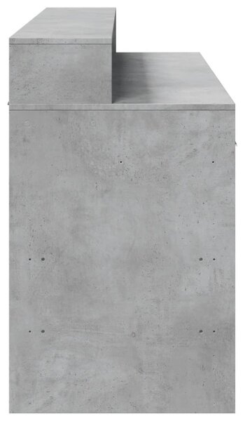 Betonszürke szerelt fa íróasztal LED-világítással 140x55x91 cm
