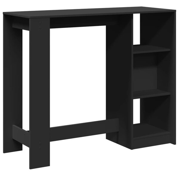 Fekete szerelt fa bárasztal polccal 124 x 46 x 103,5 cm